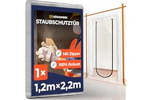 Königwerk 1x Staubschutztür mit Reißverschluss 1,1x2,2m [Extra Stark] - Inkl. Abdeckfolie - Ideal als Staubschutzwand, Baustellentür, Schmutzschleuse
