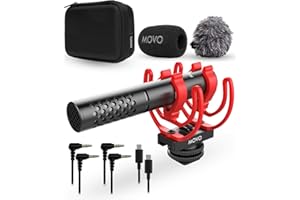 Movo X1-Mini Video Shotgun Mikrofon für Kamera Superniere 3,5 mm/USB-C Analog/Digital Kameramikrofon für DSLR, iPhone und Android Smartphones, Computer - Kompatibel mit Canon EOS, Nikon, Sony