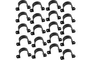 AERZETIX - C64963 - Juego de 20 Abrazaderas de fijación/sujeción en U con 2 orificios para tubo Ø40mm - en plástico - DIN3016 - sujetacables de pared para atornillar soporte fontanería - color negro