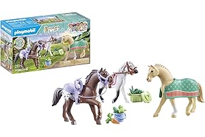 PLAYMOBIL Horses of Waterfall 71356 3 Horses: Morgan, Quarter Horse & Shagya Arabian, Animal Trio for Exciting Riding Adventures, Sustainable Toy for Children from 5 Years