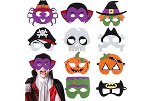 Pellinch 10Pcs Maschere Halloween Bambini, Maschera Vampiro, Maschera Pipistrello Bambino, Maschera Halloween Bambino, Maschere di Feltro, Mask Feltro per Halloween Bambini Feste