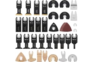 Vearter Paquete de 50 hojas de sierra oscilantes, cuchillas de herramienta oscilantes con papel de lija, cuchillas multiherramienta de carburo para madera y metal plásticos
