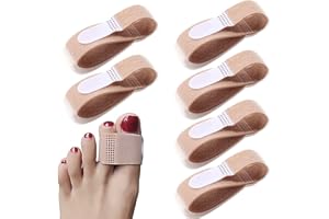 XINJIEDA Toe Tapes Toe Separator for Overlapping Toe, Hammer Toe Straightener Fabric Toe Splint Broken Toe Wraps, Toe Cushioned Bandages for Correcting Hammer Toes, Broken Toes, Crooked Toes (6, L)