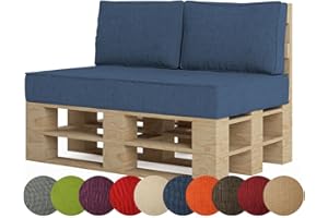 ‎CHILLY PILLEY chilly pilley Palettenkissen Palettenauflage Palettenpolster Sitzkissen Rückenlehne Kaltschaum Schaumflocken Füllung viele Größen und Farben (3er Set, Blau)