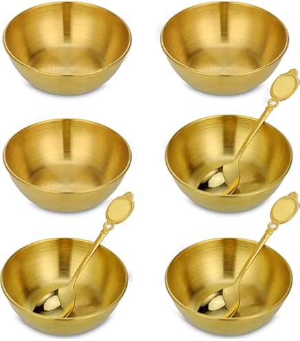 8 Ciotoline Dorate Per Salse In Acciaio Inox - HOMURY Set Di Mini Ciotole Per Sushi, Snack E Condimenti - 8.2cm X 2.7cm - Foto 2