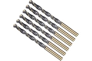 METALLIXITY Punta da Trapano (6,5mm) 6pz, Acciaio ad Alta Velocità 4341 (HSS) Gambo Dritto 118° Finitura Nera e Oro per Rame Alluminio Legno Plastica Metallo di Media Durezza