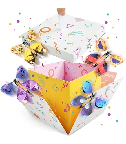 Überraschungsbox Mit 8 Fliegenden Schmetterlingen – Pop-up-Effekt, 15x14,8x12,5 Cm, Für Geburtstage, Hochzeiten & Valentinstag, Aus Recyceltem Papier