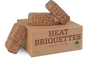 GWERNYFED WOOD Heat Logs Briquettes 10KG (12 ECO Briquettes) – Wood burners & Stoves Eco Friendly Compressed Wood Fire Bricks Made in Wales. Up to 3 Hr burn time (1x 10kg Pack)