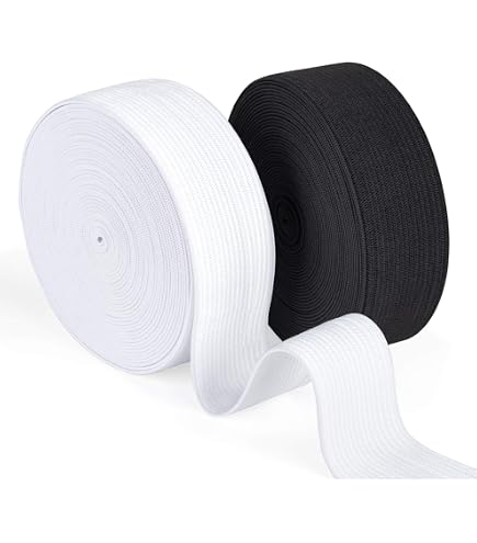 2 Rouleaux Ruban Élastique Couture 20mm X 10m - Noir Et Blanc, Haute Élasticité, Pour Jupes, Pantalons, DIY