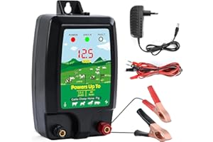 DNOYEVVS 10KM Clôture électrique, Clôture électrique pour bétail, Animaux, Électrificateur de clôture électrique, Haute Puissance, Protection Parfaite pour Les Pâturages