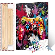 Tucocoo Kit di pittura con i numeri, con palloncini rossi e amore, con pennelli e pigmento acrilico su tela per adulti, immagine di graffiti Banksy, decorazione da parete per casa, regali, 40,6