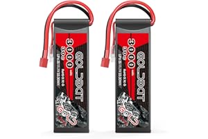 GOLDBAT 11.1V LiPo Battery 3S 3000mAh 30C RC Battery with T Deans Connector for Car Truck Buggy(2PACK)