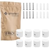 Smartect Ceiling and Wall Bracket 8 Pieces for Cables in White | &Oslash;20 x 18 mm Ceiling fixing with screws and dowels, ceiling d