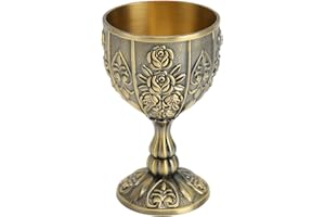 Tomotato Tasse à Vin en Métal Gaufré, Gobelet à Calice à Motif de Fleurs Vintage pour Maison Bar Mariages, Décoration Artisanale Artistique Collection(Bronze)