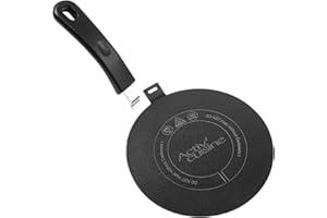 ACTIV CUISINE Induction Adaptor Plate 24 cm Induction Adapter Plate with Removable Handle Moka Induction Cooking Plate Adapter Stainless Steel for Use of Cooking Screen to Induction, Black