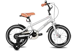 STITCH 14/16 Inch Kids Bike for 3-7 Ages Girls/Boys, 14/16 Inch Wheels Bike for Boys With Stabilisers, Beige, Pink, Blue, Silver, Green