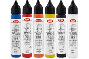 LM-KREATIV Set di 6 pastelli di cera, per la creazione di candele da decorazione, wax-pen