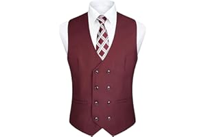 Enlision Chaleco de hombre de Doble Botonadura con Cuello en V Slim Fit Traje Chaleco Casual Formal Business Vestido Chaleco