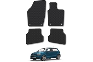CAR MAT CO VW Polo (2009-2017) Rubber Car Mats Compatible Accessory Custom Tailored Fit Car Floor Mats Anti-Slip Backing Durable All Weather Heavy-Duty Waterproof Easy-Clean Full Coverage Car Accessories