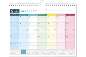 SORAYUXI Kalendarz 2026, kalendarz ścienny 2026, w formacie poziomym A4, duży, 33 x 24,5 cm, planer rodzinny 2026 z wakacjami, kalendarz miesięczny, kalendarz roczny, planowanie do domu, biura i rodziny