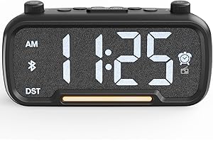 MINORZ Digital Radiowecker mit Bluetooth für Schlafzimmer, Wecker mit Licht, Typ C & USB-Ladegerät, Batterie-Backup, 0–100% Dimmbar, 50–120 dB Lautstärke, Wecker Laut für Tiefschläfer | Hörgeschädigte