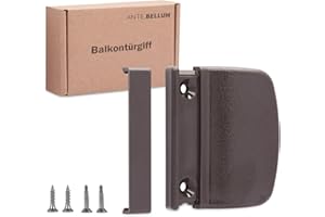 Ante bellum Maniglia per porta del balcone – Versatile maniglia per porte da balcone, terrazze e zanzare, maniglia per porta della terrazza, con viti, facile da montare senza fori (marrone RAL 8019)