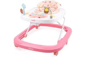 The Moon Brand Drive Height Adjustable Baby/Child Walker With Removable Music Tray And Toys-Soft Cushion-Learning Seat Suitable From 6- 18 Months - Pink Forest