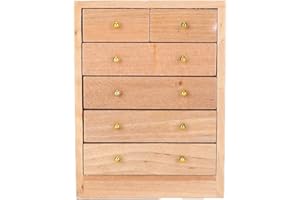 ZERODIS Miniaturowa drewniana szafka Skala 1:12 Szafka z 5 szufladami Meble do domku dla lalek Model szafki Imitacja gry Zabawka edukacyjna Dzieci 3 lata (5-warstwowa szafka z szufladami)