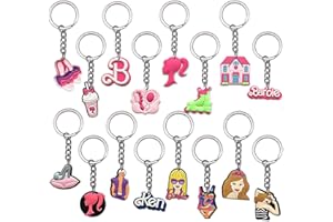 CLVSYH 16 Pcs Barbiprinzessin Portachiavi, Portachiavi per Bar-bi, Portachiavi dei Cartoni Animati, Keychain per Feste di Compleanno, Cartoon Set Regalo di Compleanno per Bambini