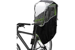 A ABSOPRO Copertura Impermeabile per Pioggia per Seggiolino Bici bambina Copertura a Cupola Impermeabile per Bicicletta per Seggiolino Posteriore PVC Nero Trasparente 1 Pz