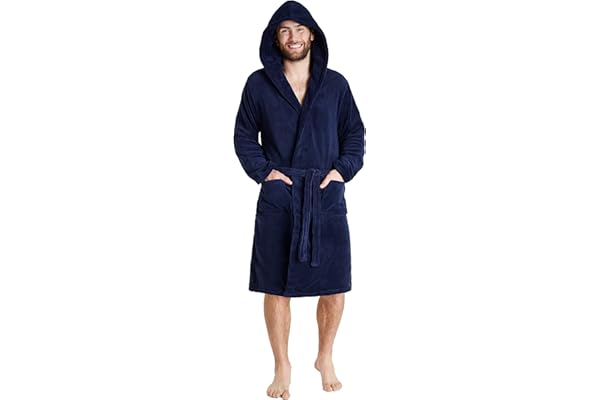 CityComfort Robe de Chambre Homme et Ado, Col Châle ou Capuche Doux Peignoir Homme en Polaire