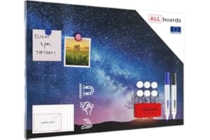 ALLBOARDS Tableau magnétique pour aimants METALboards, voie lactée et arbre 60x40 cm + ensemble d’accessoires