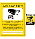Señal Seguridad Exterior Cartel Zona Videovigilada - 10x10 Cm, Aluminio Reflectante, Exterior Cartel Videovigilancia