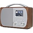 LEMEGA DR5 Portable DAB/DAB+ Digital Radio,Bluetooth Speaker with FM Radio,Kitchen/Bedside FM Radio, Dual Alarms Clock,Sleep Timer, 40 Presets, Colour Display,Mains Powered or Batteries,Walnut
