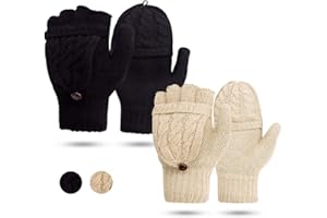 DIGITEK Women's Gloves Fingerless Mittens - Winter Warm Gloves Heat Weaver Cable Knit, Half-Finger Gloves for Ladies and Girls - Christmas Birthday Gift