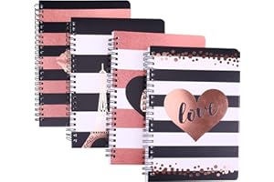 FNLLC A5 Spiralbindung Notizbücher Liniert (160 Seiten) Ringbuch Notizblock,Hardcover,Leicht zu Tragen, 4 Stück - Love
