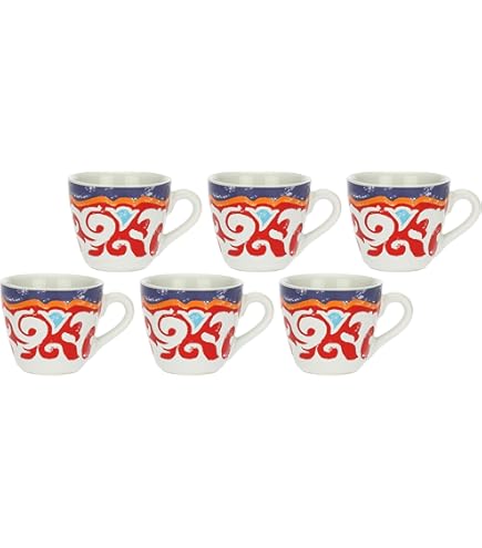 Set 6 Tazzine Caffè In Porcellana - Decorazioni Assortite Terra E Sole, Capacità 90 Ml - Foto 2