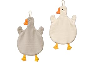 RTRTGS 2 Stück Kinder Hand Handtuch Süßer Tier Waschlappen Mikrofaser Absorbierende Handtücher Schnelltrocknende Gesichtstücher mit Hängenden Schlaufen für Küchen und Badezimmer