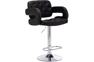 HNNHOME Mercury Pu Swivel Faux Leather Breakfast Kitchen Bar Stool Pub Barstool (Black-Pu)