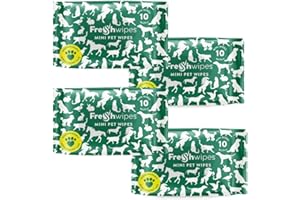 freshWIPES Pet Cleaning Wipes 4 Mini Packs - Vet Approved - Biodegradable & Odour Removing Wet Wipes for Dogs & Cats - Lavender & Mint Scent - Body & Paw Cleaner - Thick & Moist Dog Wipes
