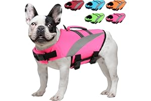 ALAGIRLS Sports Style Dog Life Vest, Reflective Dog Life Jacket with Superior Buoyancy & Rescue Handle, Adjustable Pet Safety Swimsuit Flotation Lifesaver for Puppy Small Medium Large Dogs, Pink M