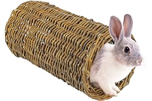 GREENKING Willow Tube, Wicker Tunnel for Small Animals, Large Willow Tunnel for Guniea Pigs, Hamsters, Rabbit, hamster grass tunnel, 20×38cm