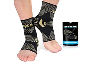 LUSENONE Kupfer Sprunggelenkbandage 2 Stück, Beste Knöchelbandage für Damen/ Männer Kompressionssocken Fußbandage für Plantarfasziitis, Arthritis, Verstauchte Knöchel,Achillessehne,Gelenkschmerzen,Sport