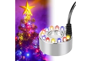BORDEAG Nebulizzatore ad ultrasuoni, mini generatore di nebbia, nebulizzatore a ultrasuoni, mini macchina per nebbia, 12 LED Mister Fogger Water Fountain Pond Fog Machine 12 LED Three Color Gradient Atomizer