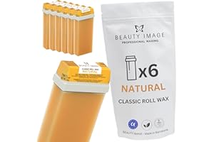 Cera Roll On Depilatoria Beauty Image Natural- Eliminación Efectiva del Vello para Mujer y Hombre - Pack de 6 Cartuchos- 110ml