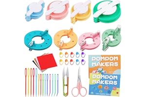 MASPHY Pompom Maker Kit, 8 Größen Pom Pom Maker Kit mit Bedienungsanleitung, Schere, Maschenmarkierer, einfach zu machen Pompoms für Pom Pom Stricken DIY Häkeln Stricken