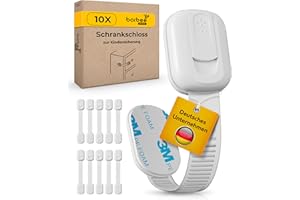 borbee - 10er Set Universal Kindersicherung Schrank & Schubladensicherung (verstellbar) Extra starker Halt - Baby & Kinder Schranksicherung für Schublade, Schranktür, Kommode, Backofen, Klodeckel