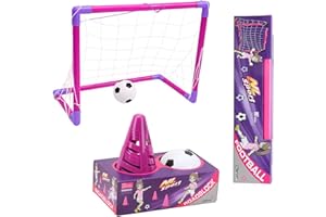 Quickdraw Girls Pink Football Soccer Training Set - 4 Cones - Goal 80 x 60cm & Mini Skills Ball
