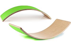 Magaluga Balance Board Kinder aus Holz 80x30cm Holzwippe Balancierbrett Montessori Spielzeug ab 3 Jahre Yoga Board Gleichgewichtstraining Bodenschutz aus Filz