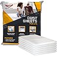 Matrex Bull Plastic Dust Sheets for Decorating - Pack of 6 - Embossed - 930gm - Size 2.7m x 3.6m(9ft x 12ft) -17 Micron - Plastic Sheeting and Dust Sheets for Furniture and Painting